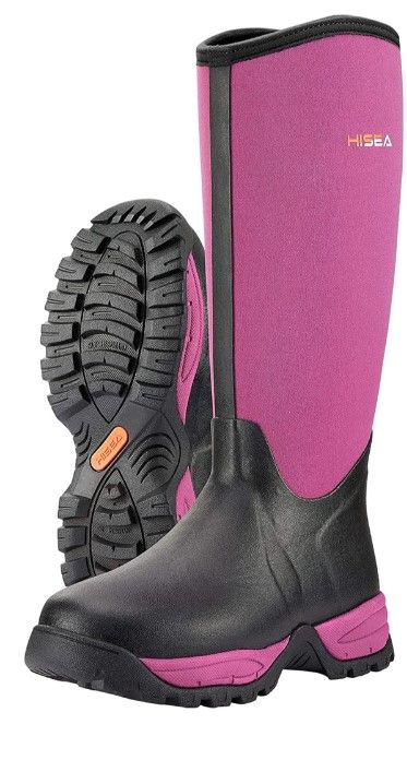 Photo 1 of HISEA Women's Winter Boots Arctic Snow Tall Boots Rubber Neoprene Working Boot Pink/Black Size 5 