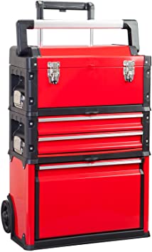 Photo 1 of **DAMAGED**BIG RED TRJF-C305ABD Torin Garage Workshop Organizer: Portable Steel and Plastic Stackable Rolling Upright Trolley Tool Box with 3 Drawers, Red
