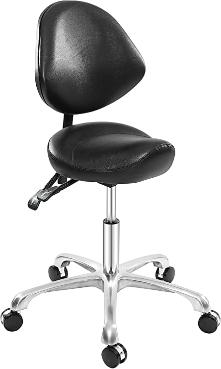 Photo 1 of **SIMLAR TO POST PHOTO**ajorah Adjustable Saddle Chair Stool with Back Rest,Heavy Duty Ergonomic Stool Chair for Laboratory, Clinic, Salon, Manicure,Tattoo (Black, with Backrest)
