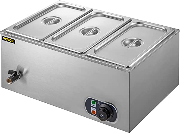 Photo 1 of VEVOR 110V 3-Pan Commercial Food Warmer, 1200W Electric Steam Table 15cm/6inch Deep, Professional Stainless Steel Buffet Bain Marie 16 Quart for Catering and Restaurants
