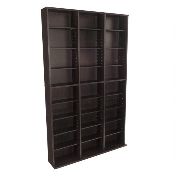 Photo 1 of Atlantic 37"x60" Oskar Adjustable Wood Media Storage Shelf Bookcase (360 DVDs, 756 CDs), Espresso
