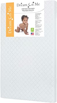 Photo 1 of Dream On Me, Holly 3” Fiber Portable Crib Mattress I Waterproof I Greenguard Gold Certified, White 38"L x 24"W x 3"T

