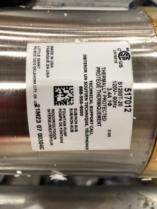 Photo 3 of Little Giant 517012 Stainless Steel 1200GPH Pump with 20-Feet Cord, Bronze
