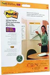 Photo 1 of Post-it Super Sticky Wall Easel Pad, 20 x 23 Inches, 20 Sheets/Pad, 2 Pads (566), Portable White Premium Self Stick Flip Chart Paper, Rolls for Portability, Hangs with Command Strips
