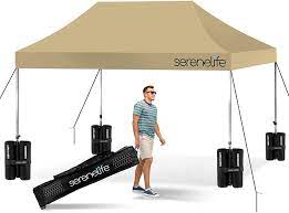 Photo 1 of *** incomplete*** missing canopy covering*** only the frame and sand bags*** warehouse damage to carrying case***
SereneLife  Pop Up Canopy Tent, 10x15,