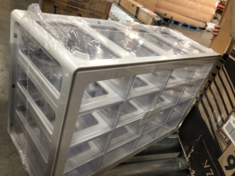 Photo 1 of ARTEZA 16 Drawer Storage Cabinet, 17.7 x 8.2 x 10.9 inches, White, Plastic Drawers? with Stoppers, ?Multi Compartment Organizer for Makeup and Art Supplies
