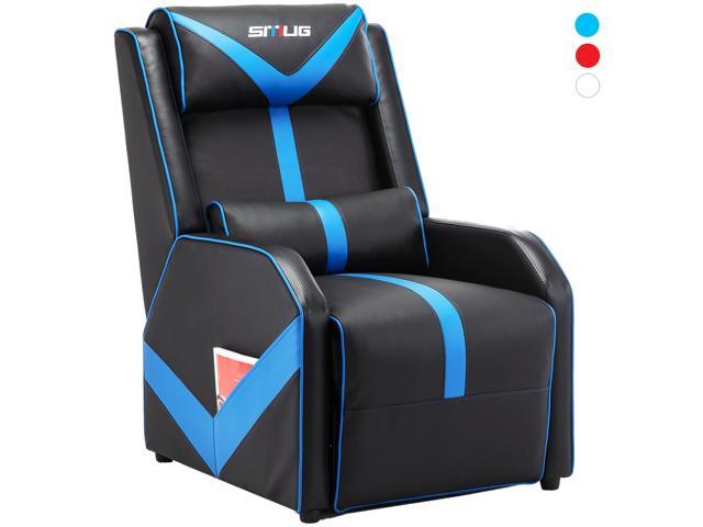 Photo 1 of Gaming Recliner Chair Single Living Room Sofa Racing Style Ergonomic Lounge Sofa Modern PU Leather Recliner Home Theater Seat for Living & Gaming Room (Black/Blue)
