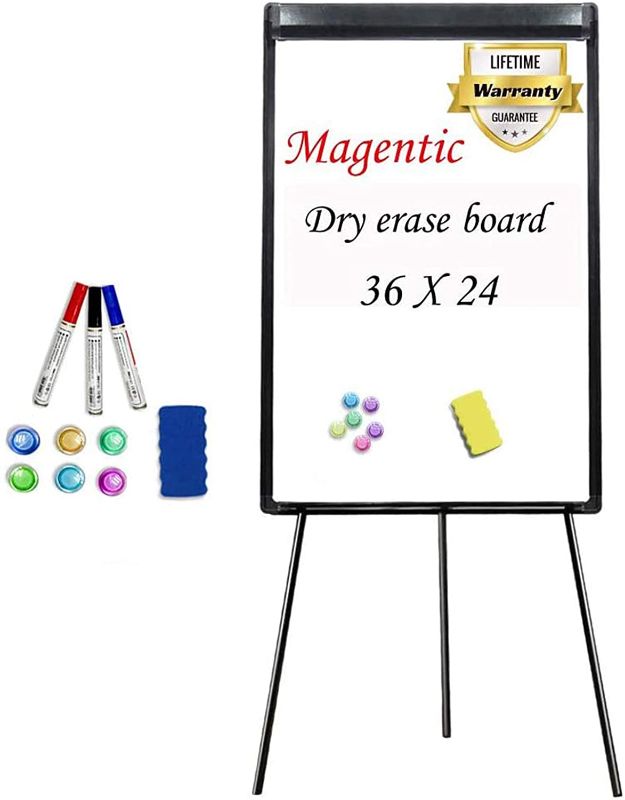 Photo 1 of Stand White Board 36 x 24 Magnetic Dry Erase Board Tripod Easel Board Portable Flipchart Board
