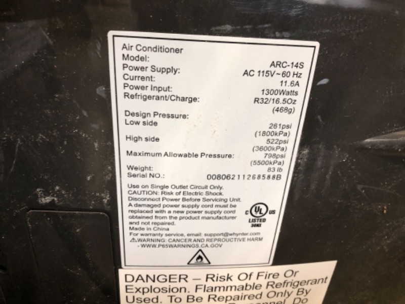 Photo 5 of Whynter ARC-14S 14,000 (9,200 BTU SACC) BTU Dual Hose Cooling Portable Air Conditioner, Dehumidifier, and Fan with Activated Carbon Filter plus Storage bag, up to 500 sq ft in Platinum/Black
