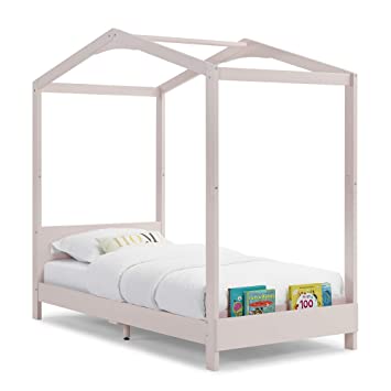 Photo 1 of Delta Children Poppy House Wood Twin Bed, Platform Bed - No Box Spring Needed, Blush Pink