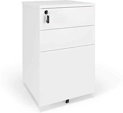 Photo 1 of HON Basyx Commercial-Grade Mobile Wooden Pedestal, Filing Cabinet, Standard, White
