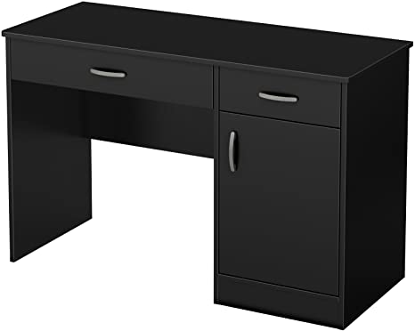 Photo 1 of South Shore Small Computer Desk with Drawers, Pure Black
