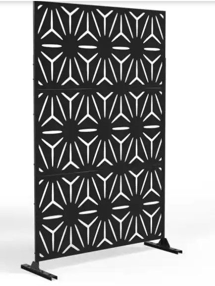 Photo 1 of 76 in. x 47.2 in. Metal Black Outdoor Privacy Screen Star Patern
by NEUTYPE