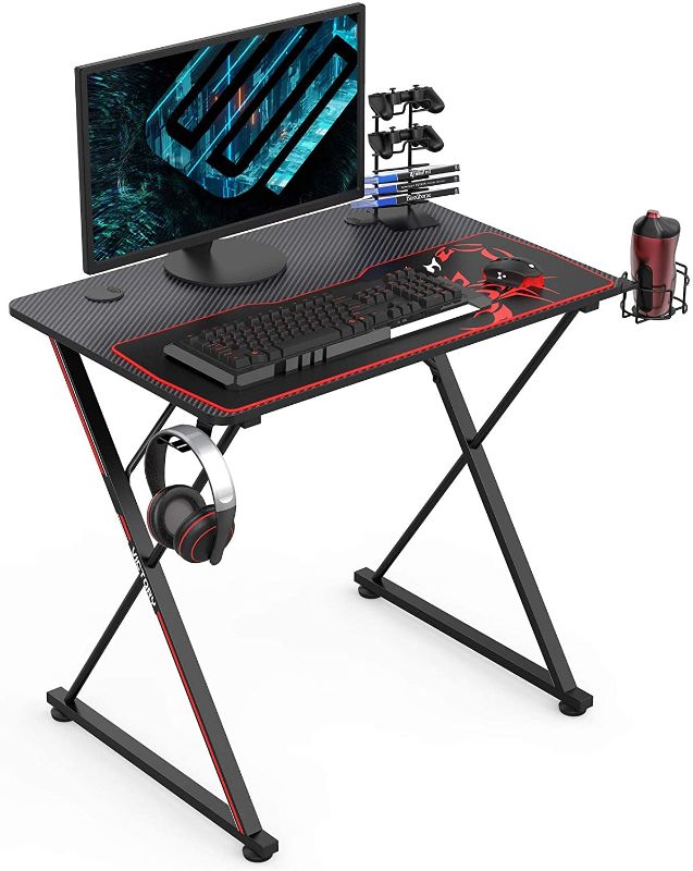 Photo 1 of **PARTS ONLY** EUREKA ERGONOMIC 31 Inch Gaming Desk for Small Spaces, X Shaped Computer Desk with Mouse Pad, Headphone Hook, Gaming Controller Stand, Cup Holder
