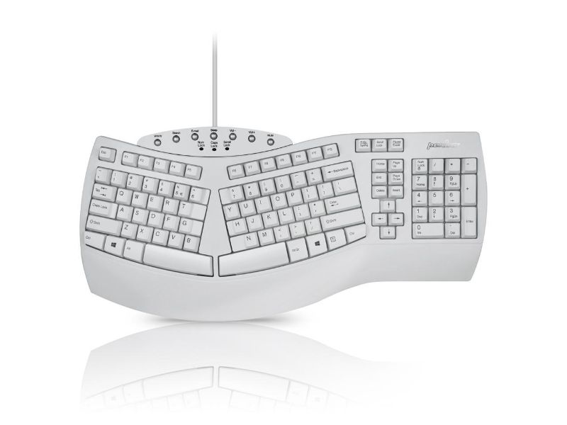 Photo 1 of Perixx PERIBOARD-512 Wired Ergonomic Natural Split Keyboard with 7 Multimedia Keys, White
