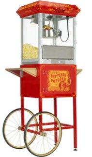 Photo 1 of FunTime FT860CR 8oz Premium Red/Gold Popcorn Popper Machine Maker Cart Vintage
