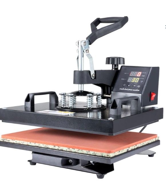 Photo 1 of 5 in 1 Heat Press Machine 12x15 Swing Away Flat Plate Cap Mug Press Set Crafting Transfer Machine
