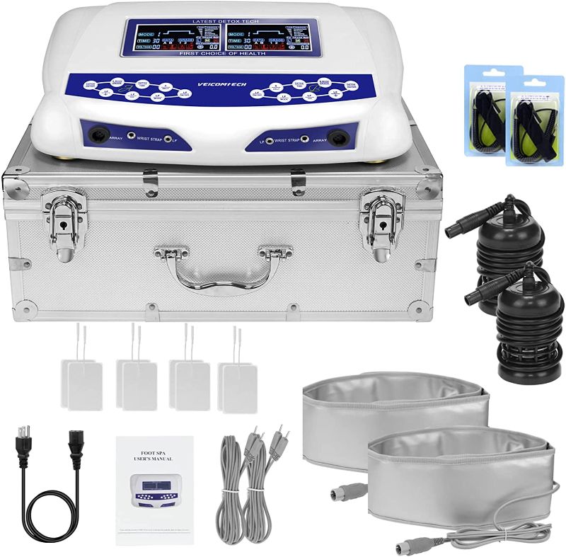 Photo 1 of Ionic Foot Bath Detox Machine, Dual Ionic Ion Detox Aqua Foot Spa, Chi Cleanse Cell Detoxification Machine Foot Pedicure Digital LCD Display with 2 Arrays, Waist Belts, Waist Straps, 8 Tens Pads
