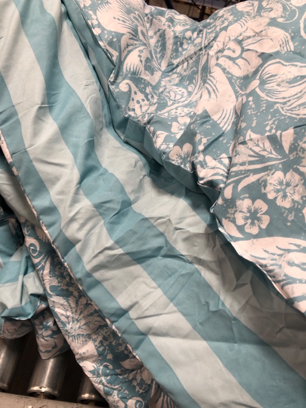 Photo 1 of  Comforter Set All Season Reversible (Queen Size, Turquoise Sea Green/Navy Blue 