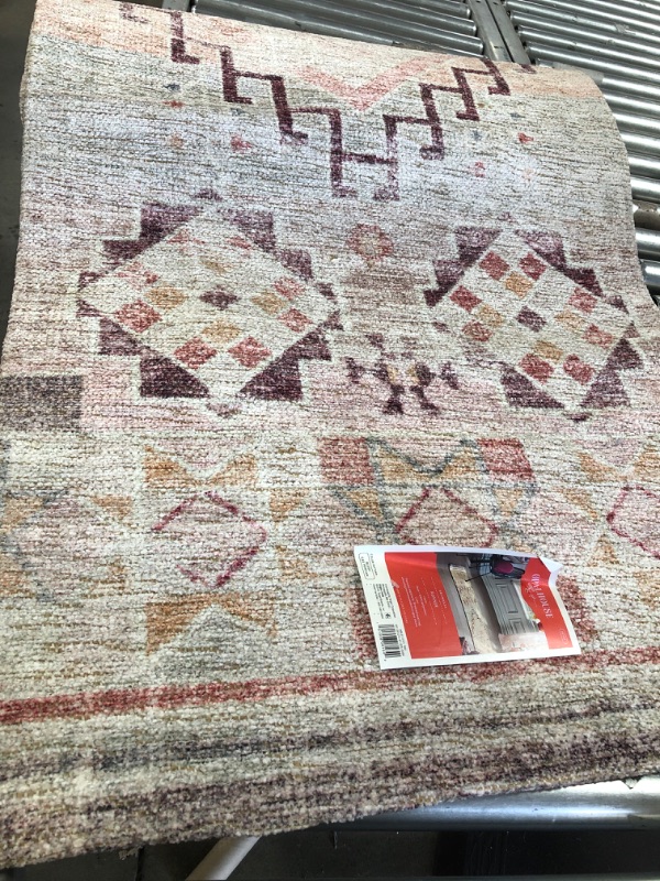 Photo 2 of 2'4"x7' Runner Distressed Geo Persian Style Rug Blush - Opalhouse™