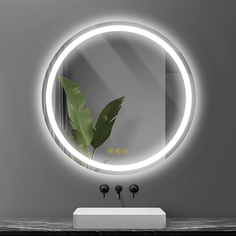 Photo 1 of  36inch Bathroom Mirror Round LED Lights Mirror Wall Mounted Vanity Mirror with Smart Touch Button and Anti-Fog Function Dimmable Makeup Mirror