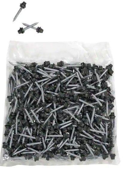 Photo 1 of 1-1/2 in. Wood Screw #10 Galvalume Steel Hex-Head Metal Roof Accessory in Gray (250-Piece/Bag)
