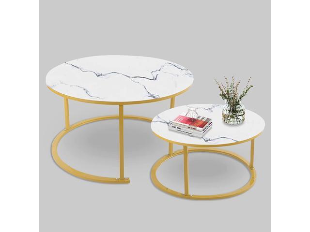 Photo 1 of **INCOMPLETE**
Modern Nesting Coffee Table, Round Coffee Table With Marble Glass Top & Gold Metal Frame For Living Room, Office, Balcon (31.5"+23.6")