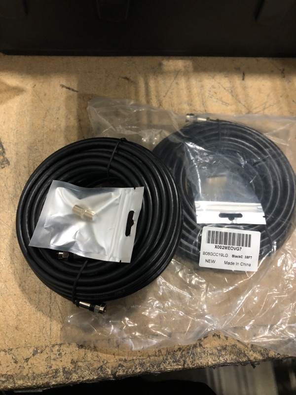 Photo 2 of Bundle of 2
GTOTd Coaxial Cable (35 Feet) with RG6 Coax Cable Connector (F-Type Cable Extension Adapter 1X) Black Coax Satellite TV 75 Ohm Cable