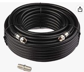 Photo 1 of Bundle of 2
GTOTd Coaxial Cable (35 Feet) with RG6 Coax Cable Connector (F-Type Cable Extension Adapter 1X) Black Coax Satellite TV 75 Ohm Cable