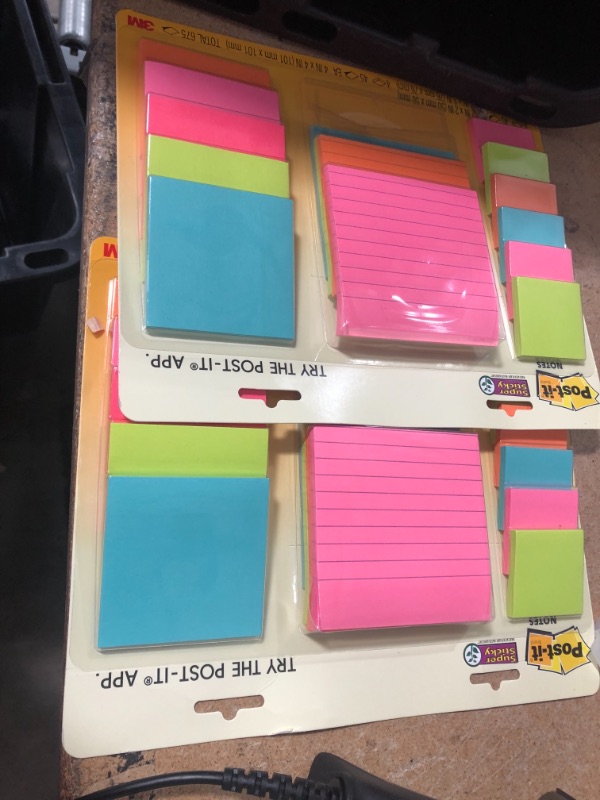 Photo 2 of Post-it Super Sticky Notes, Assorted Sizes, 15 Pads, 2x the Sticking Power, Miami Collection, Neon Colors (Orange, Pink, Blue, Green), Recyclable (4423-15SSMIA)
SET OF 2