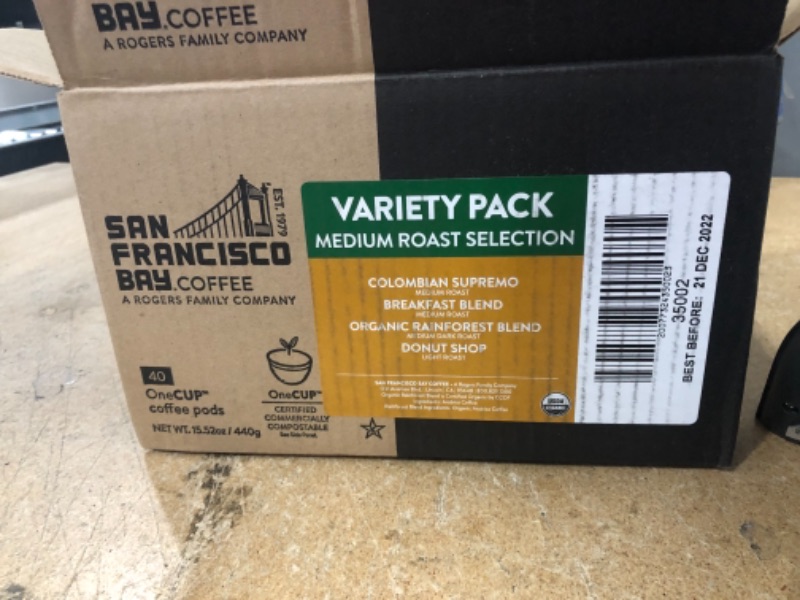 Photo 2 of **EXPIRES DEC2022** SF Bay Coffee OneCUP Medium Roast Variety Pack 40 Ct Compostable Coffee Pods, K Cup Compatible including Keurig 2.0
