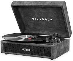 Photo 1 of Victrola Vintage 3-Speed Bluetooth Portable Suitcase Record Player with Built-in Speakers | Upgraded Turntable Audio Sound| Includes Extra Stylus | Lambskin (VSC-580BT-LGR)
