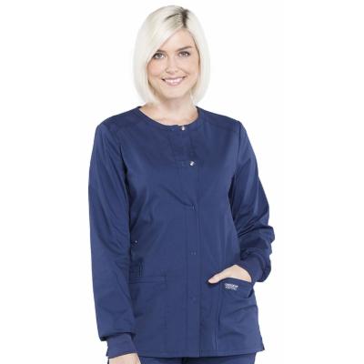 Photo 1 of Cherokee Workwear Professionals Scrubs Warm up Jacket for Women Snap Front WW340, L, Navy
