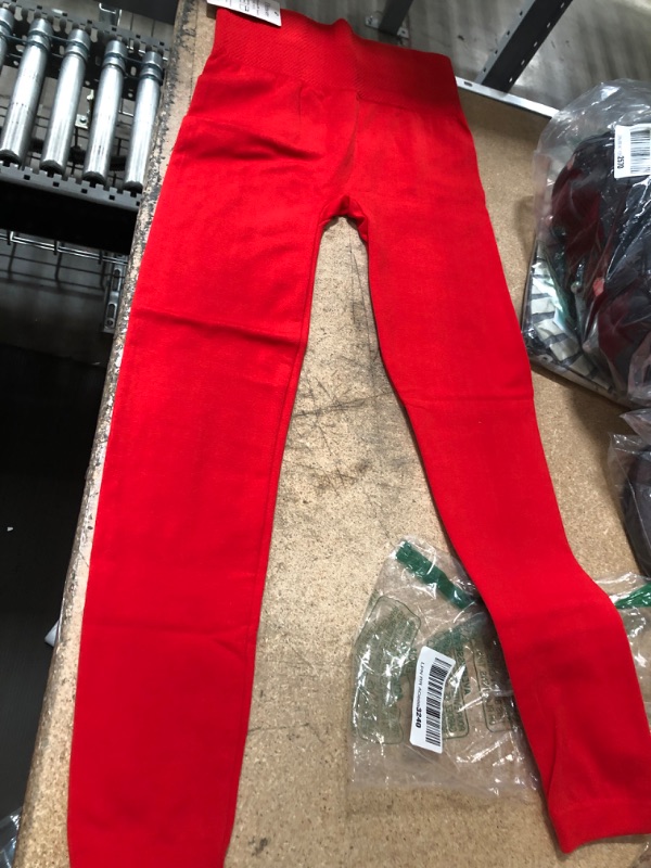Photo 1 of Dimore Fleece Lined Orange High Waist Super Stretch Leggings One Sz
