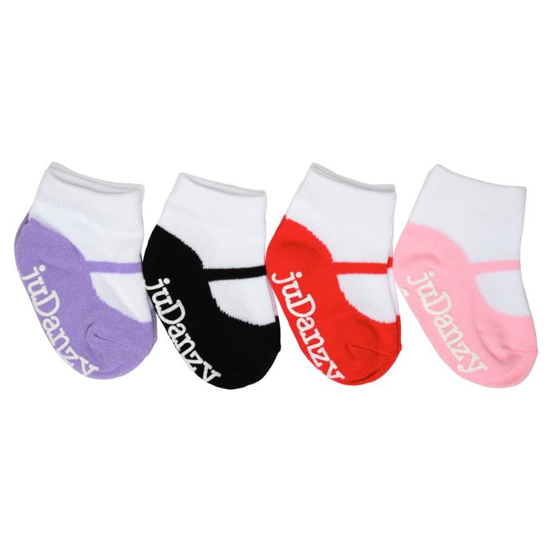 Photo 1 of **SET OF 5** Girls Mary Jane Socks for Babies & Toddlers by JuDanzy in Red, Black, Pink, Purple with Grips (12-24 Months)
