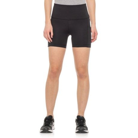 Photo 1 of Interlink High-Rise Peached Pocket Shorts (for Women) - BLACK (M )
