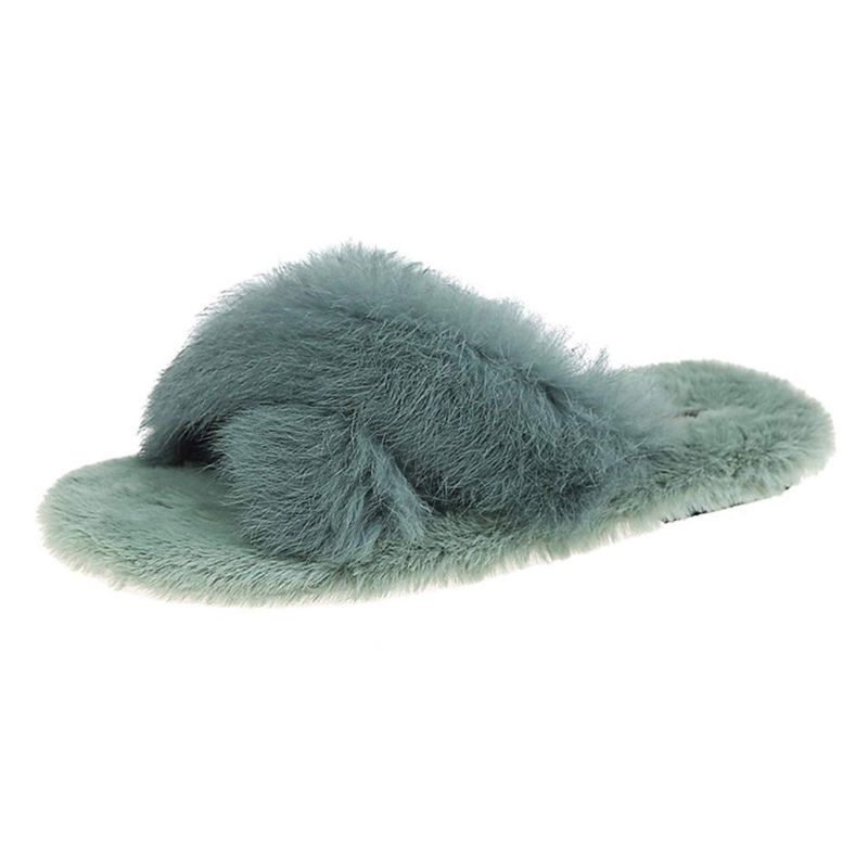 Photo 1 of Ariel & Rebecca Rabbit Fur Slides Slippers for Women Girls Home House Shoes Slip On Flats- SIZE 8.5 
