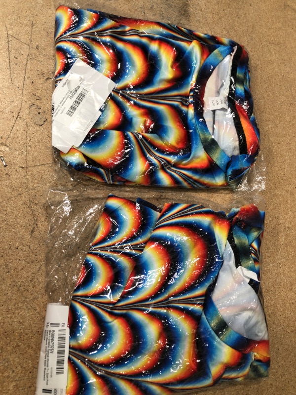 Photo 2 of **2 of- Men's Graphic Optical Illusion T-Shirt Print Short Sleeve Daily Tops Basic Streetwear Rainbow- XXL
