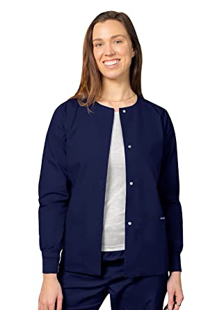 Photo 1 of Adar Universal Scrubs for Women - Round Neck Warm-Up Scrub Jacket - 602 - Navy - M
