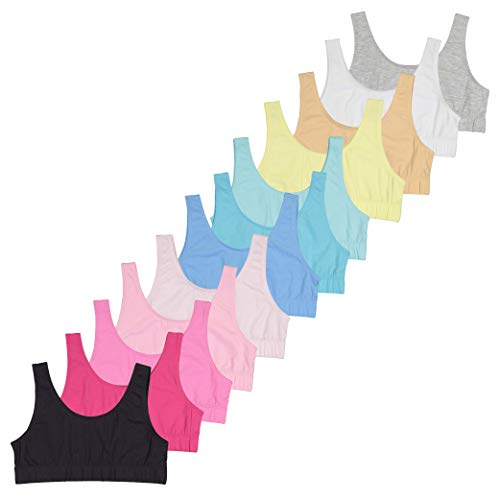 Photo 1 of Alyce Intimates Girls Cotton Cropped Cami Training Sports Bra, Pack of 12 (Medium)
