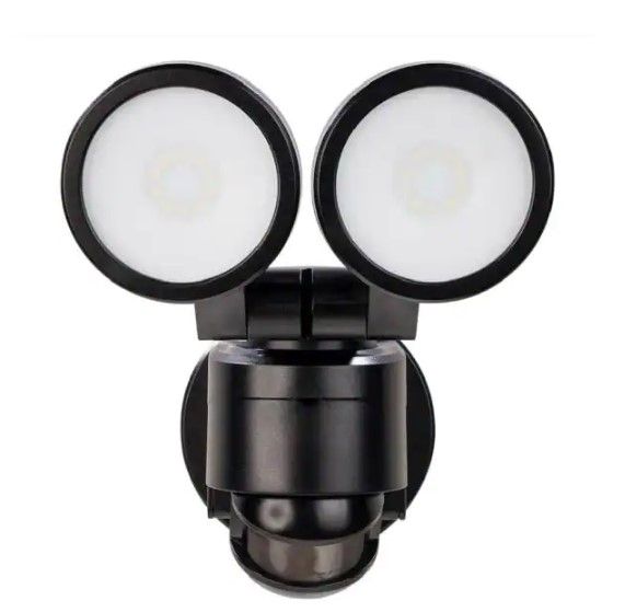 Photo 1 of 180° Black Motion Activated Outdoor Integrated LED Twin Head Flood Light
