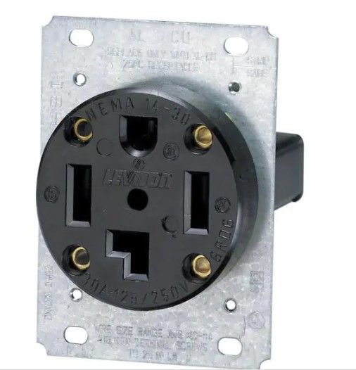 Photo 1 of ** SETS OF 2**
30 Amp Industrial Flush Mount Shallow Single Outlet, Black
