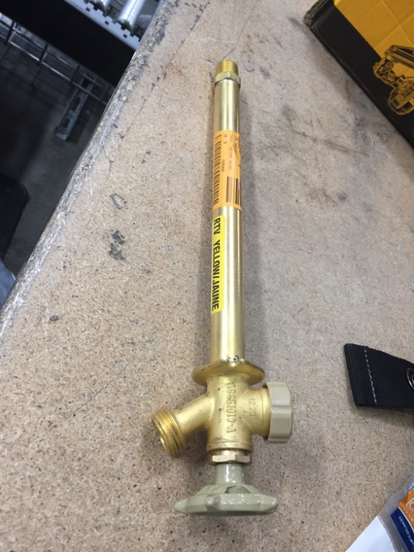 Photo 2 of 1/2 in. x 3/4 in. x 10 in. MPT x SWT x MHT Brass Anti-Siphon Frost Free Sillcock Valve with Multi-Turn Operation (Gold)
