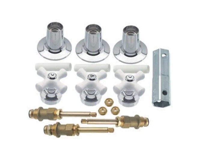Photo 1 of **INCOMPLETE**
Porcelain Cross-Handle Bathtub and Shower Faucet Rebuild Kit
