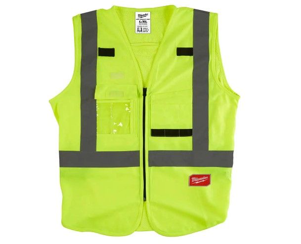 Photo 1 of Large/X-Large Yellow Class 2 High Visibility Safety Vest with 10 Pockets
