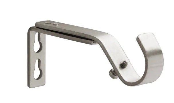 Photo 1 of **SET OF 3**
Mix and Match 1 in. Single Curtain Rod Bracket in Brushed Nickel (2-Pack)
