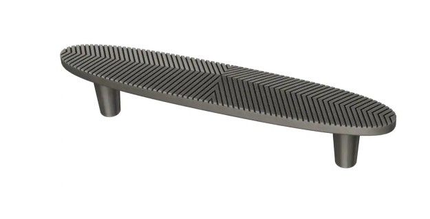 Photo 1 of **SET OF 5**
Modern Herringbone 3-3/4 in. (96mm) Center-to-Center Heirloom Silver Drawer Pull
