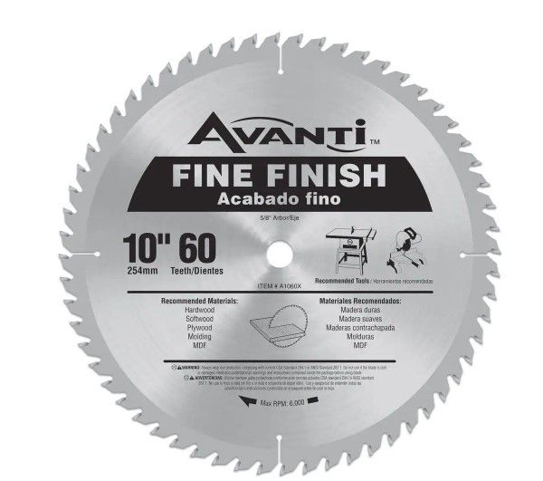 Photo 1 of 10 in. x 60-Tooth Fine Finish Circular Saw Blade
