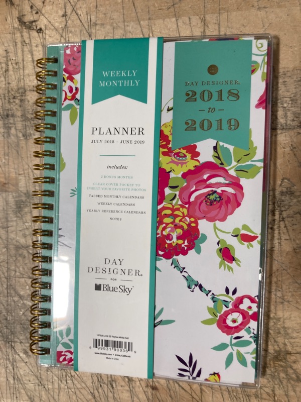 Photo 2 of Blue Sky(TM) Day Designer Weekly/Monthly Academic Planner, CYO, 5in. x 8in., 50% Recycled, Peyton White, July 2018 to June 2019
