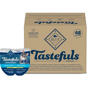 Photo 1 of **NON-REFUNDABLE** Exp:  5/22/23 Blue Buffalo Tastefuls Savory Singles Chicken Entrée Cuts in Gravy Adult Cat Food, 2.6-oz Cup, Case of 24
